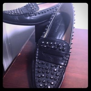 Black spiked loafers